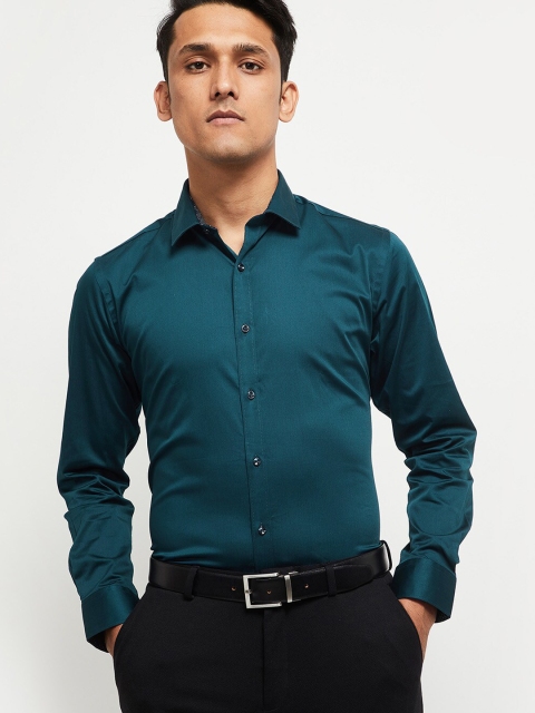 

max Men Teal Opaque Formal Shirt