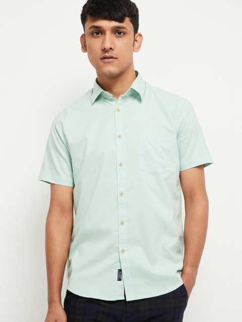 

max Men Green Opaque Cotton Casual Shirt