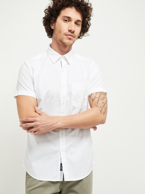 

max Men White Opaque Pure Cotton Casual Shirt