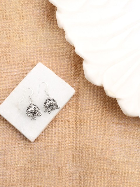 

SANGEETA BOOCHRA Silver-Toned Silver-Plated Contemporary Jhumkas Earrings