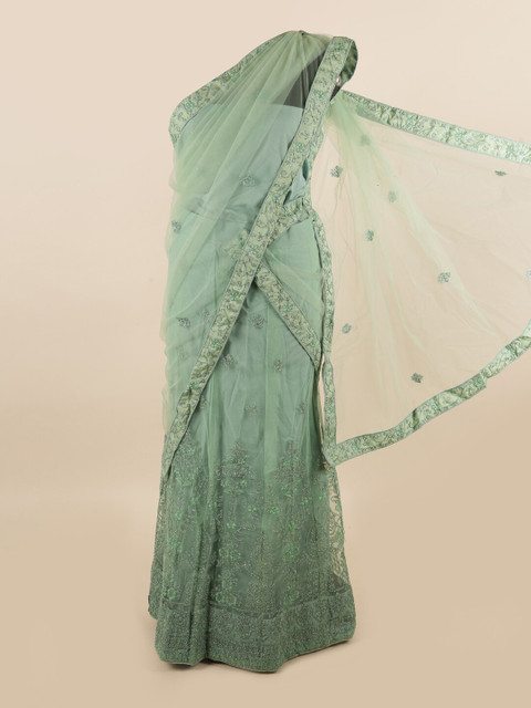 

Pothys Green Embroidered Unstitched Lehenga & Blouse With Dupatta