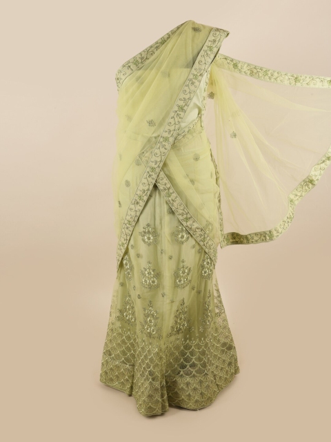

Pothys Green Embroidered Unstitched Lehenga & Blouse With Dupatta