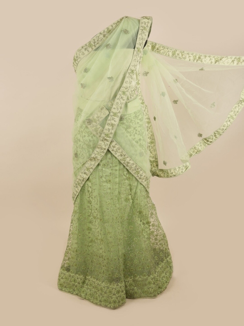 

Pothys Women Green Embroidered Lehenga Half Saree