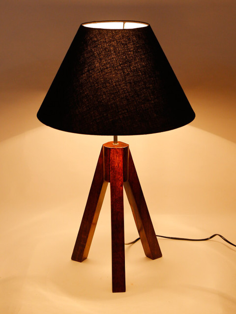 

Devansh Black & Brown Tripod wood Table lamp