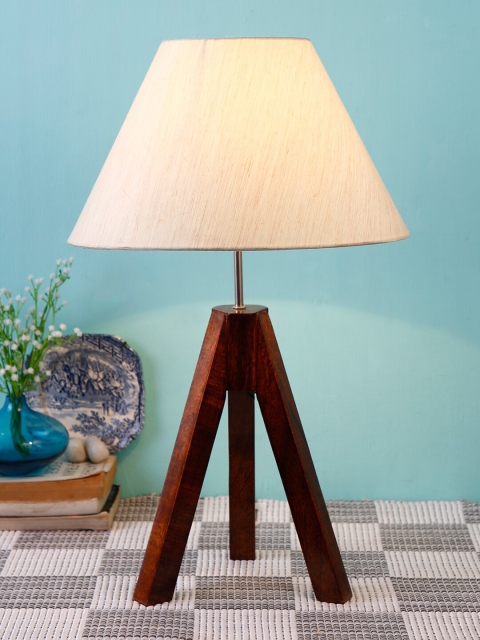 

Devansh Off White & Brown Wooden Table Lamp with Shade