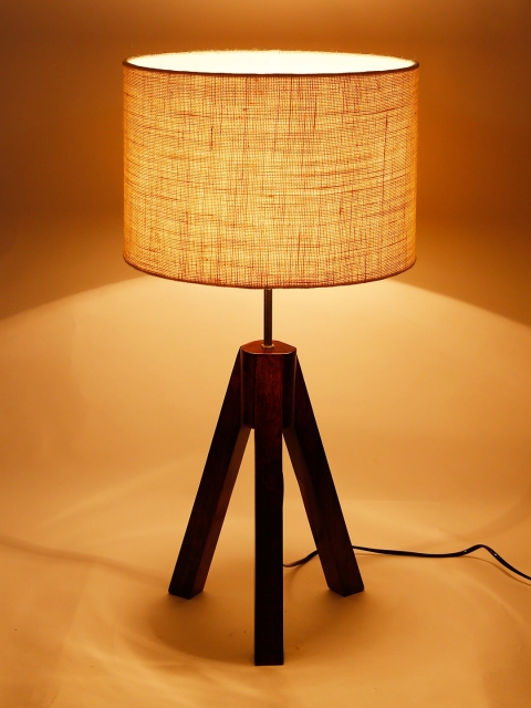 

Devansh White Jute Conical Tripod Wood Table lamp