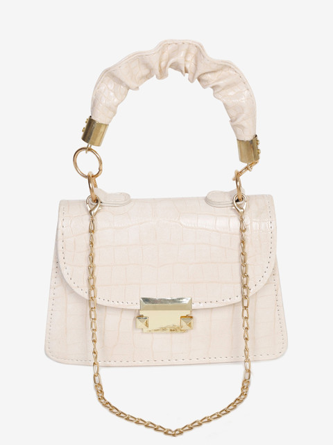 

Apsis Cream-Coloured Textured Structured Satchel