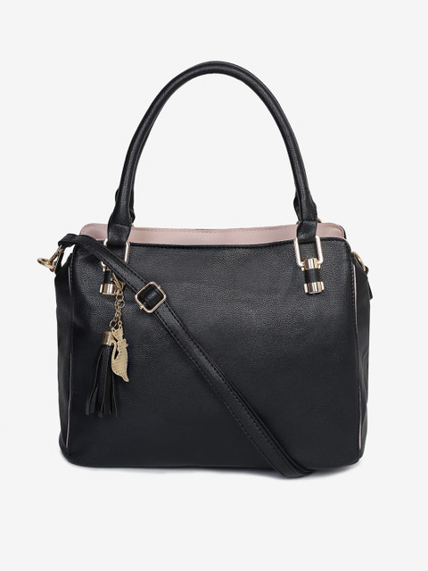 

Apsis Black Structured Handheld Bag with Tassel