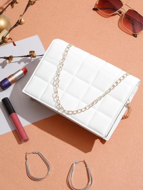 

Apsis White Textured Structured Shoulder Bag