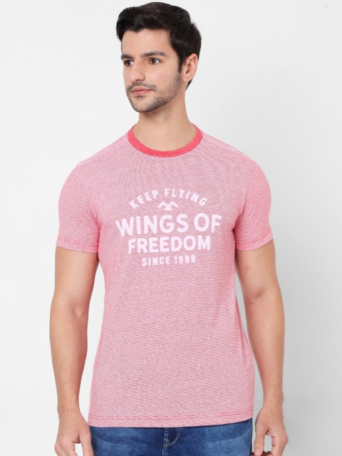 

Mufti Men Red Typography Printed Pure Cotton Slim Fit T-shirt