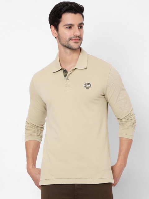 

Mufti Men Beige Polo Collar Pure Cotton Slim Fit T-shirt