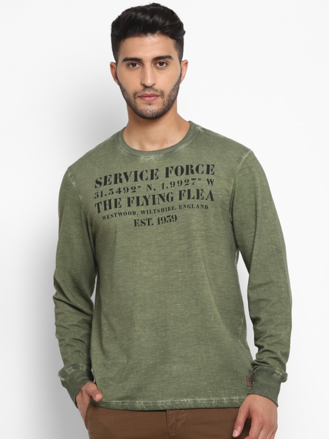 

Royal Enfield Men Olive Green & Black Typography Printed T-shirt