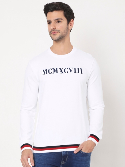 

Mufti Men White Printed Pure Cotton Sweatshirt