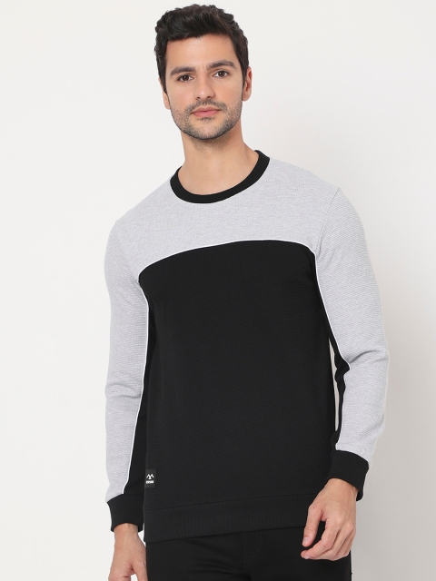 

Mufti Men Black & Grey Colourblocked Sweatshirt