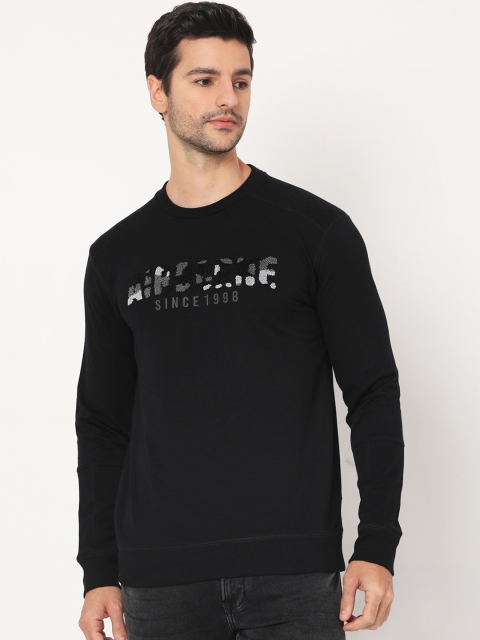 

Mufti Men Black Embroidered Sweatshirt