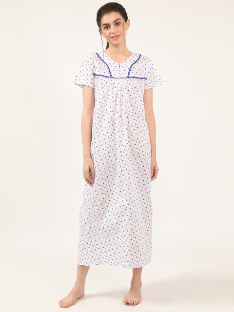 

V2 Value & Variety Blue Printed Maxi Nightdress