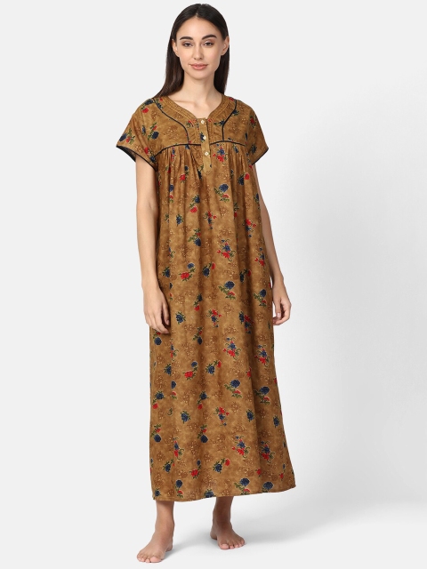 

V2 Value & Variety Brown Printed Maxi Nightdress