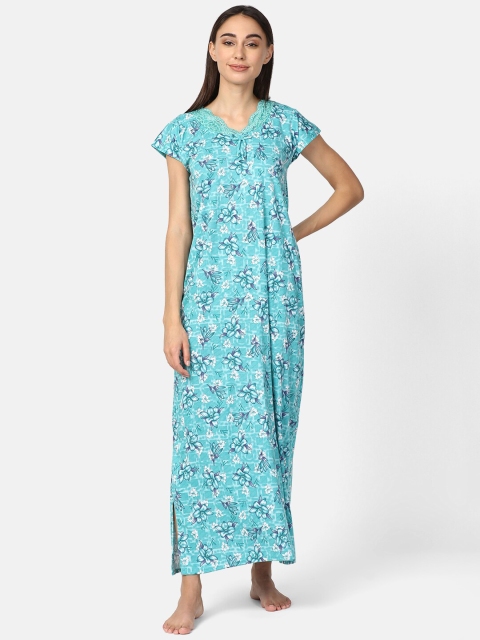 

V2 Value & Variety Green Printed Maxi Nightdress