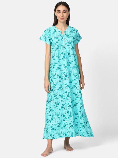 

V2 Value & Variety Sea Green Printed Maxi Nightdress