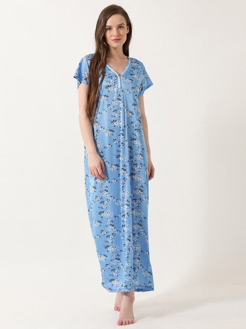 

V2 Value & Variety Blue Printed Maxi Nightdress