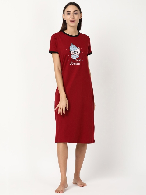 

V2 Value & Variety Maroon Printed Nightdress