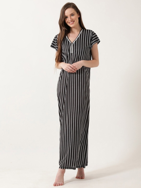 

V2 Value & Variety Black Striped Maxi Nightdress
