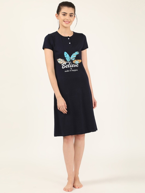 

V2 Value & Variety Navy Blue Printed Nightdress