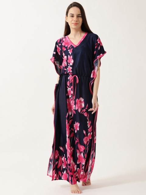 

V2 Value & Variety Navy Blue Printed Maxi Nightdress