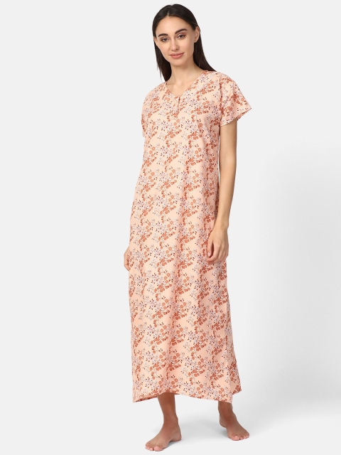 

V2 Value & Variety Orange Printed Maxi Nightdress