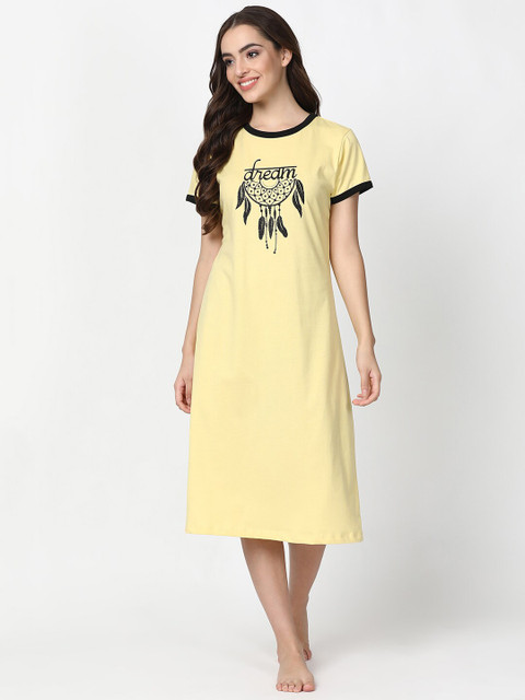 

V2 Value & Variety Yellow Printed Nightdress