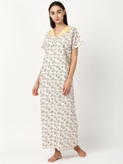 

V2 Value & Variety Off White Printed Maxi Nightdress