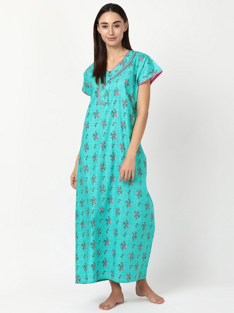 

V2 Value & Variety Sea Green Printed Maxi Nightdress