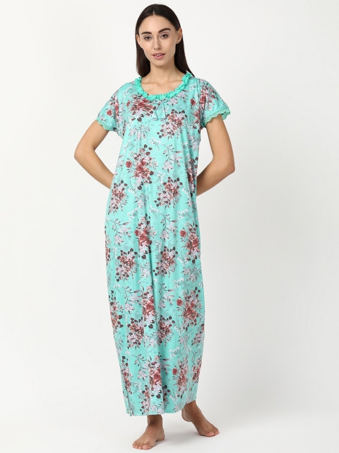 

V2 Value & Variety Sea Green Printed Maxi Nightdress