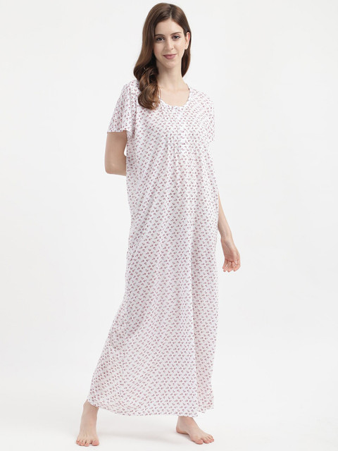 

V2 Value & Variety White Printed Maxi Nightdress