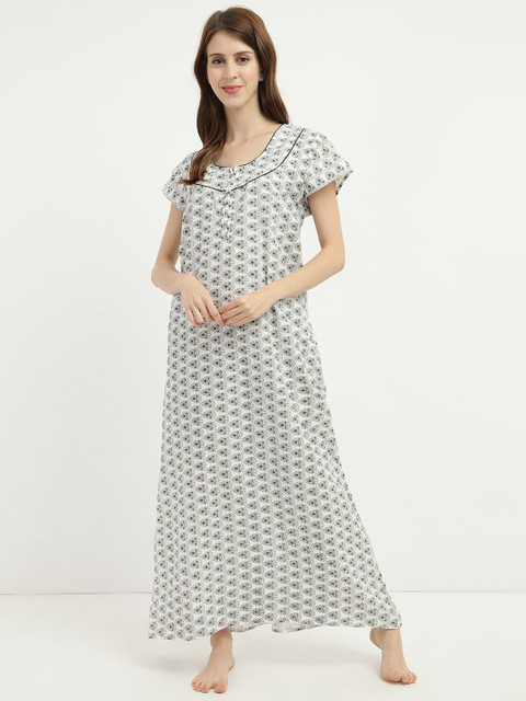 

V2 Value & Variety Green Printed Maxi Nightdress