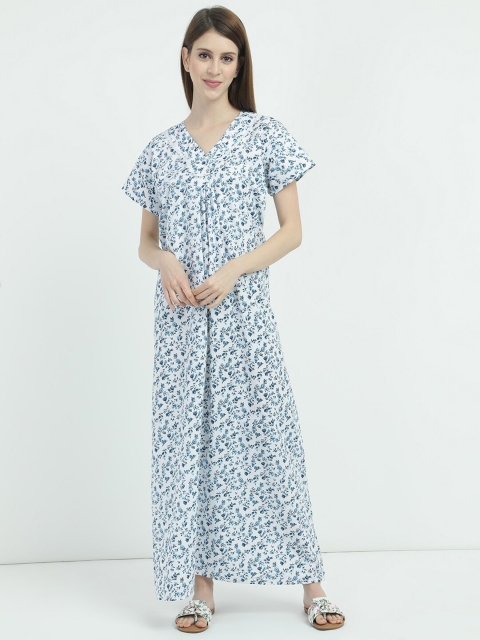 

V2 Value & Variety Blue Printed Maxi Nightdress