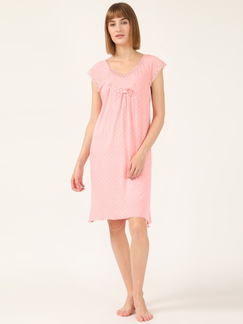 

V2 Value & Variety Peach-Coloured Printed Nightdress