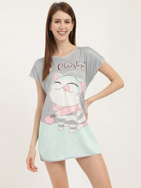 

V2 Value & Variety Grey Printed Nightdress