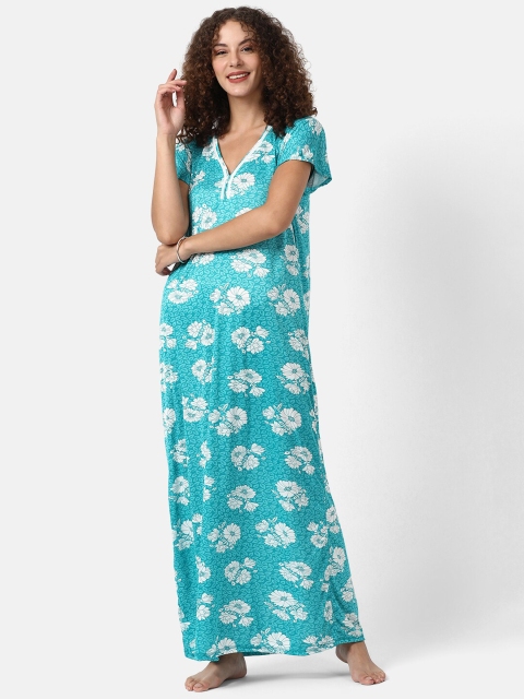 

V2 Value & Variety Blue Printed Maxi Nightdress