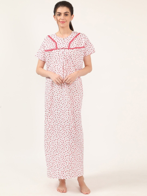 

V2 Value & Variety White & Pink Printed Maxi Nightdress