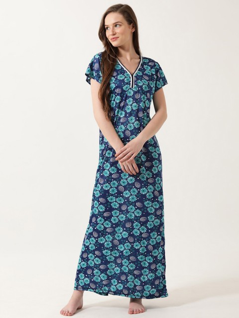 

V2 Value & Variety Blue Printed Maxi Nightdress