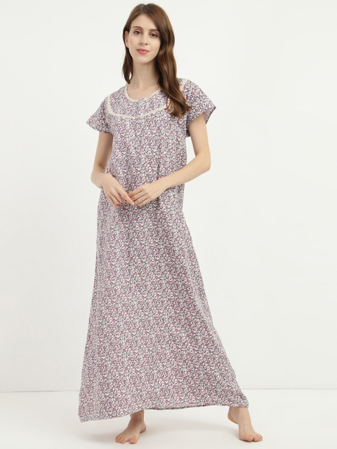 

V2 Value & Variety Off White Printed Maxi Nightdress