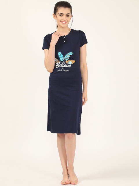 

V2 Value & Variety Navy Blue Printed Nightdress