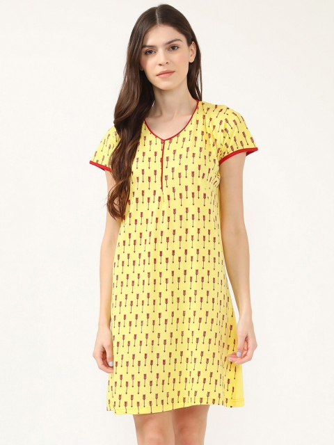 

V2 Value & Variety Yellow Printed Nightdress