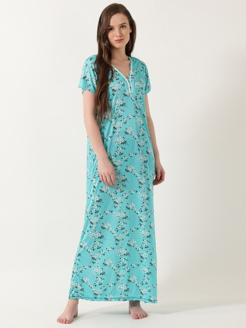 

V2 Value & Variety Turquoise Blue Printed Maxi Nightdress