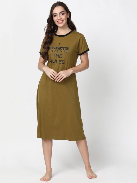 

V2 Value & Variety Olive Green Printed Nightdress
