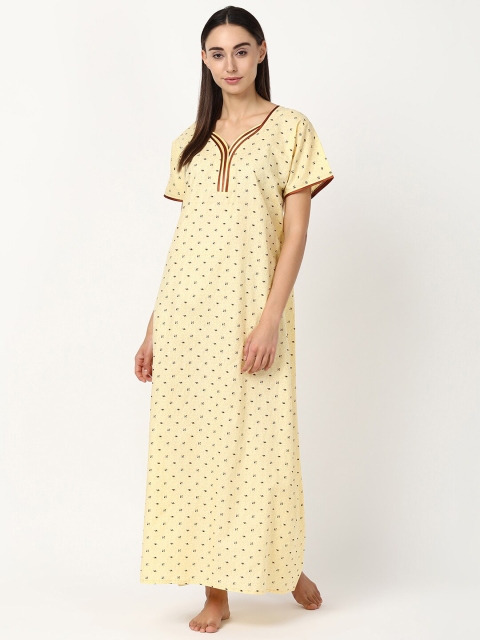 

V2 Value & Variety Yellow Printed Maxi Nightdress