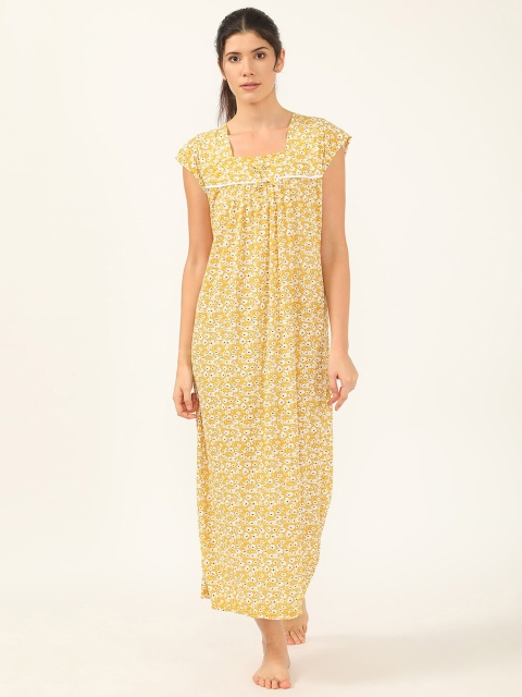 

V2 Value & Variety Yellow Printed Maxi Nightdress