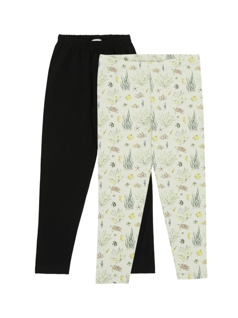 

RAINE AND JAINE Girls Pack Of 2 White & Black Ankle-Length Leggings