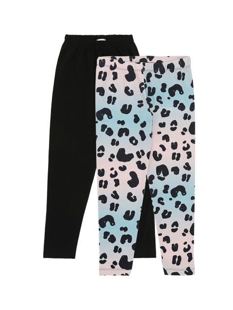 

RAINE AND JAINE Girls Pack Of 2 Cotton Blend Ankle Length Leggings, Pink